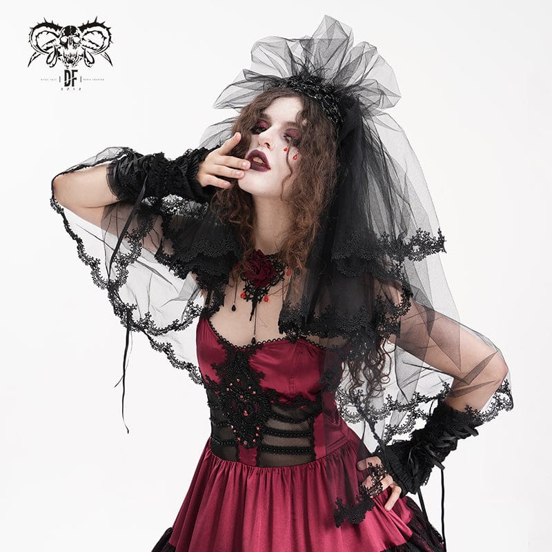 Women's Gothic Floral Crochet Mesh Hair Accessories - Image 3