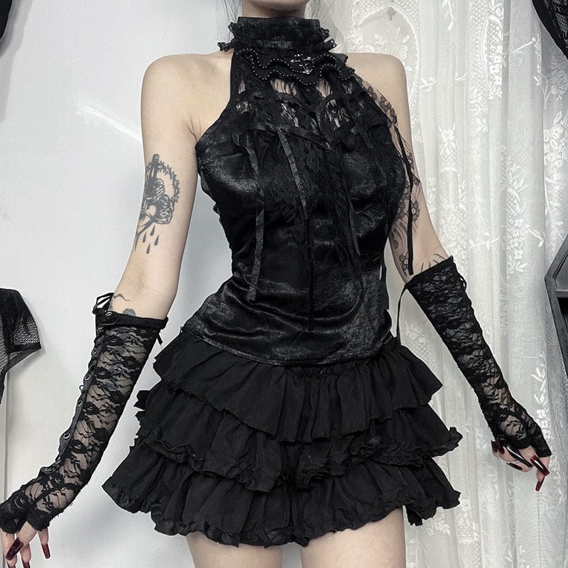 Women's Gothic Floral Crochet Mesh Lace Tank Top - Image 2