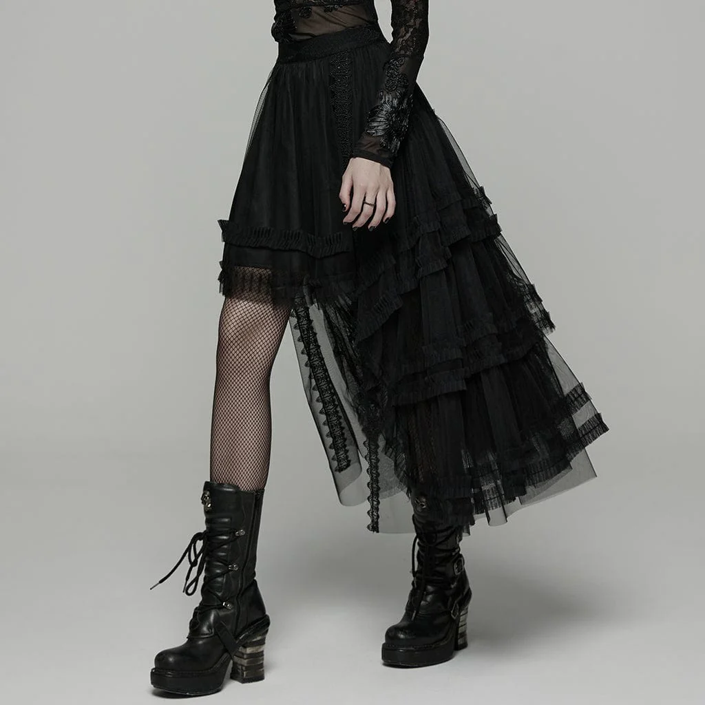 Women's Gothic Floral Crochet Multilayer Mesh Skirt - Image 2