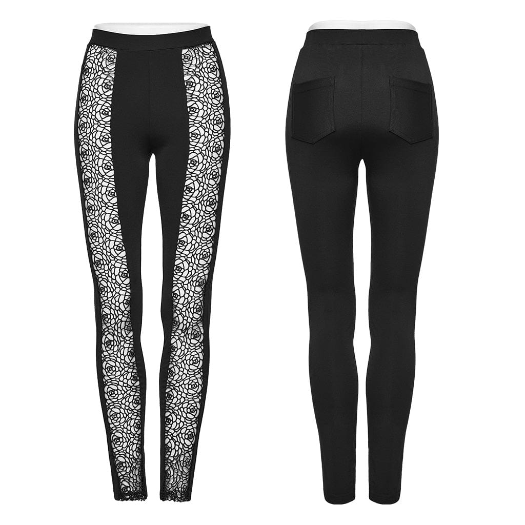 Women's Gothic Floral Cutout Leggings - Image 5