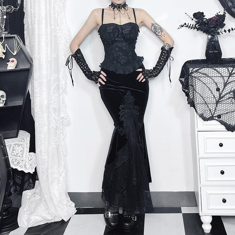 Women's Gothic Floral Embossed Beaded Tank Top - Image 5
