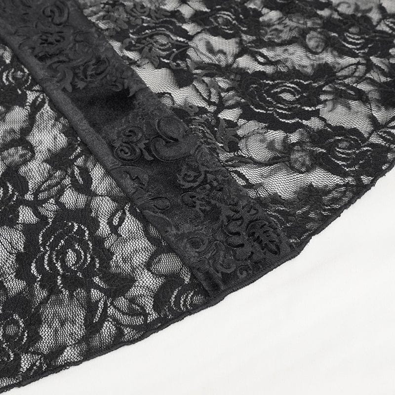 Women's Gothic Floral Embossed Lace Splice Flared Leggings - Image 19