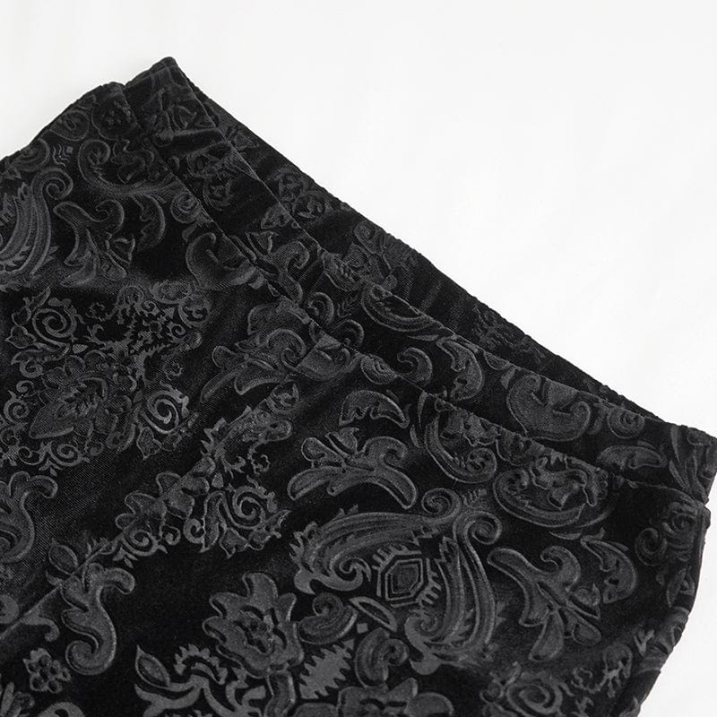 Women's Gothic Floral Embossed Lace Splice Flared Leggings - Image 21