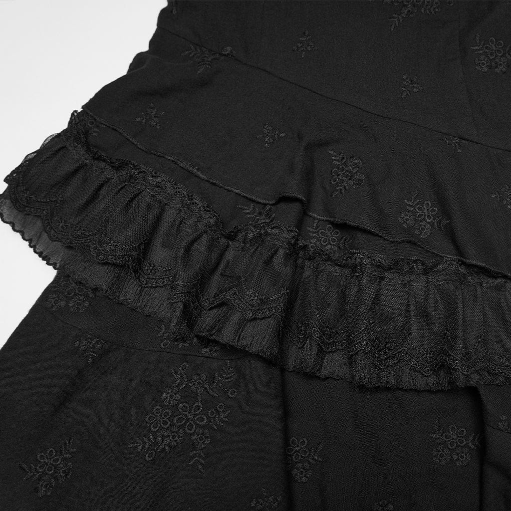 Women's Gothic Floral Embroidered Asymmetric Slip Dress Graduation Dress - Image 7