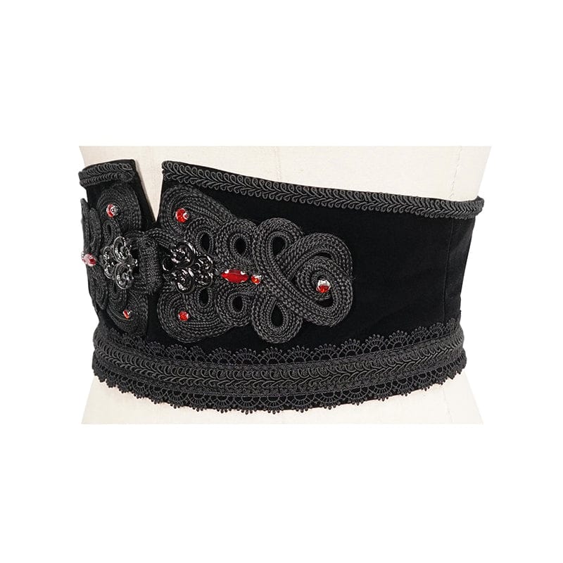 Women's Gothic Floral Embroidered Beaded Belt - Image 6