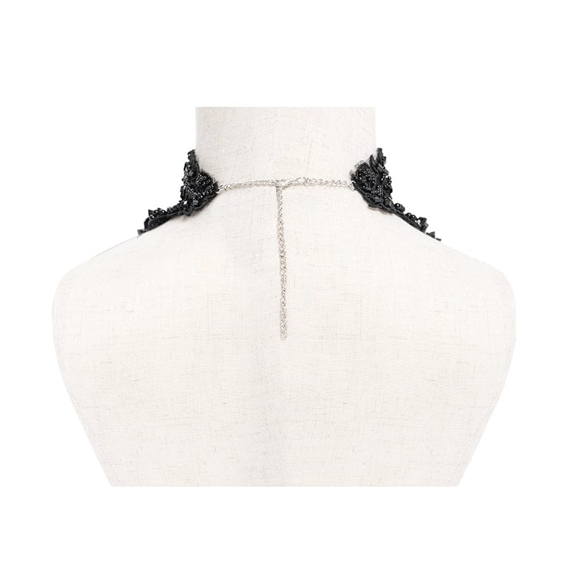 Women's Gothic Floral Embroidered Beaded Choker - Image 8