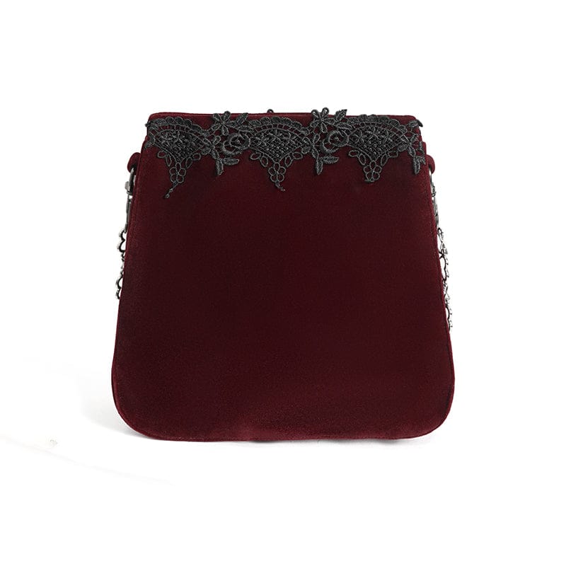 Women's Gothic Floral Embroidered Beaded Red Bag - Image 7