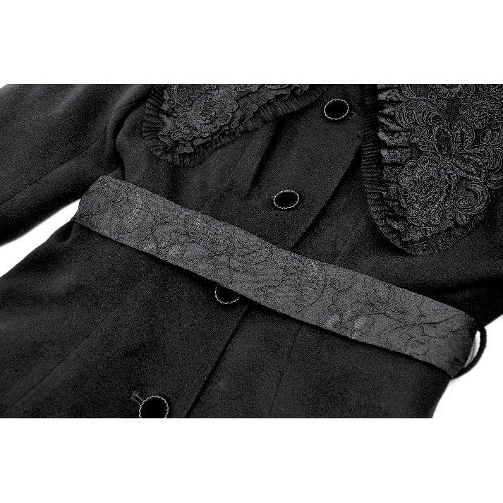 Women's Gothic Floral EmBroidered Bowknot Peter Pan Collar Coat - Image 15