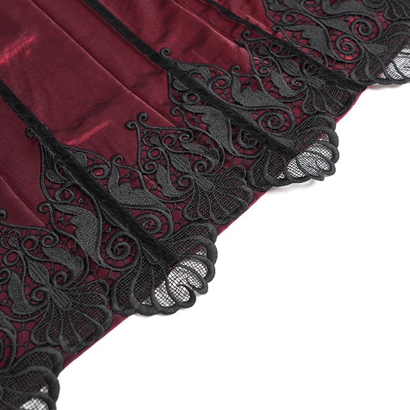 Women's Gothic Floral Embroidered Cross Horse-face Long Skirt - Image 12