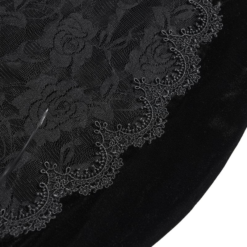 Women's Gothic Floral Embroidered Cross Ruffle Long Slip Dress Wedding Dress Black - Image 12