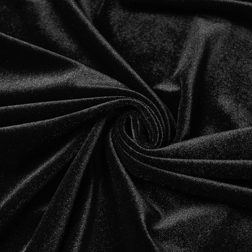 Women's Gothic Floral Embroidered Diamante Velvet Cloak Black - Image 8