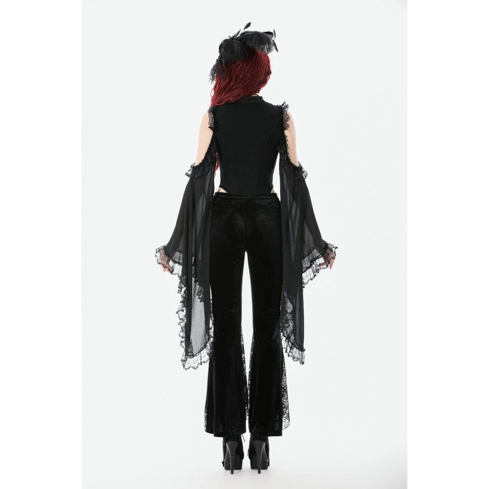 Women's Gothic Floral Embroidered Flared Pants - Image 10