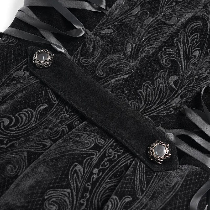Women's Gothic Floral Embroidered Fluffy Coat Black - Image 11