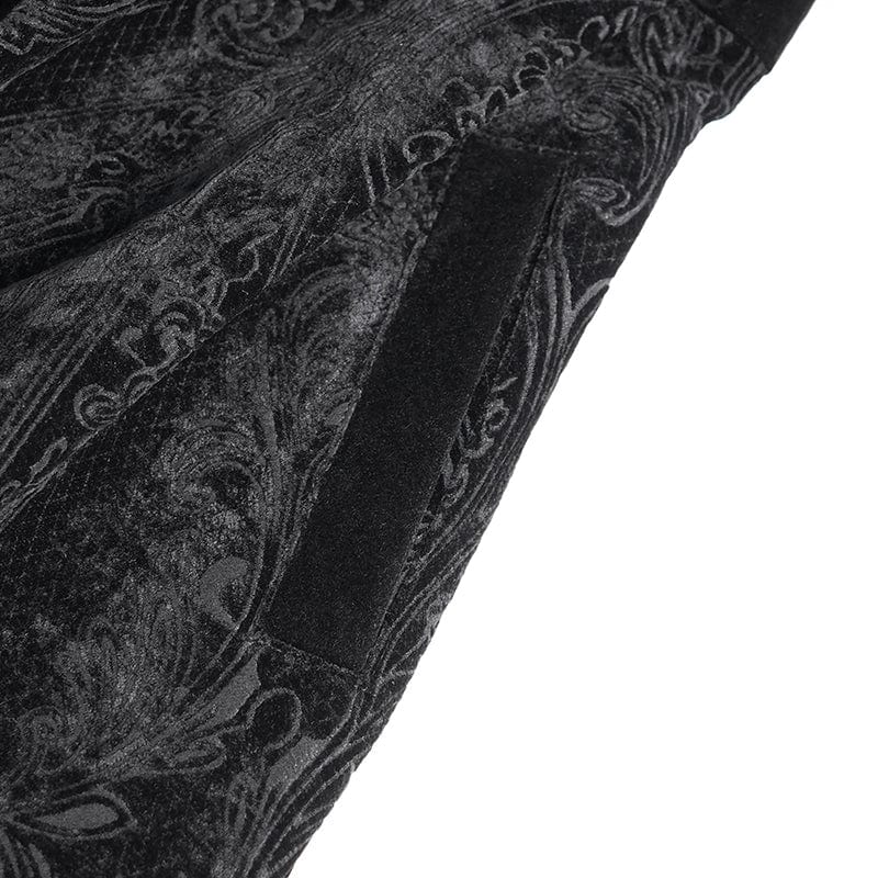 Women's Gothic Floral Embroidered Fluffy Coat Black - Image 12