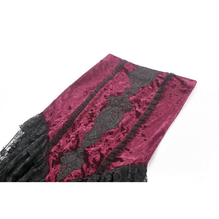 Women's Gothic Floral Embroidered High/Low Lace Maxi Skirt - Image 15