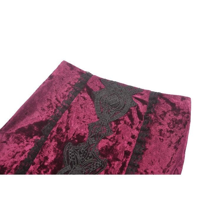 Women's Gothic Floral Embroidered High/Low Lace Maxi Skirt - Image 16