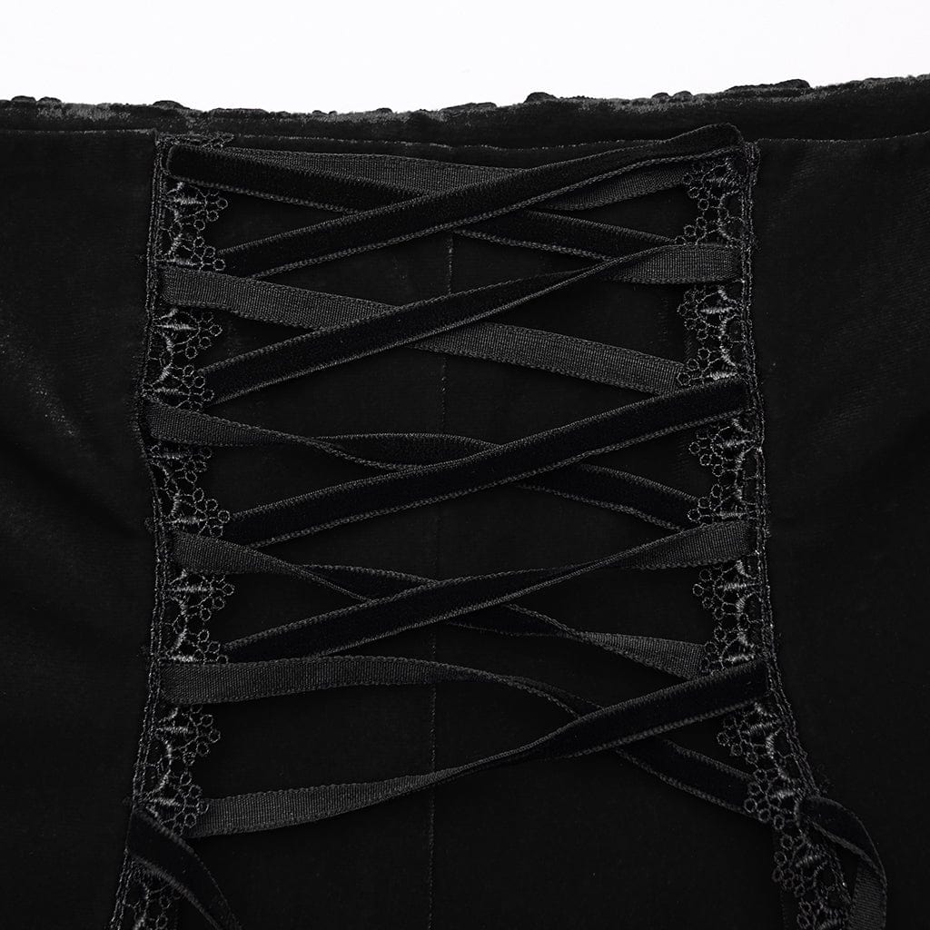 Women's Gothic Floral Embroidered Irregular Fishtail Skirt Black - Image 7