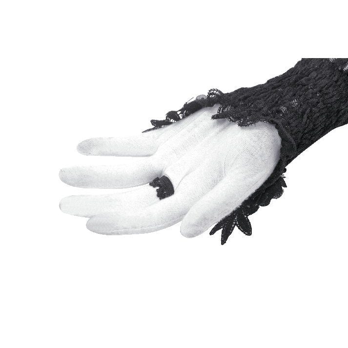 Women's Gothic Floral Embroidered Lace Fingerless Gloves - Image 10