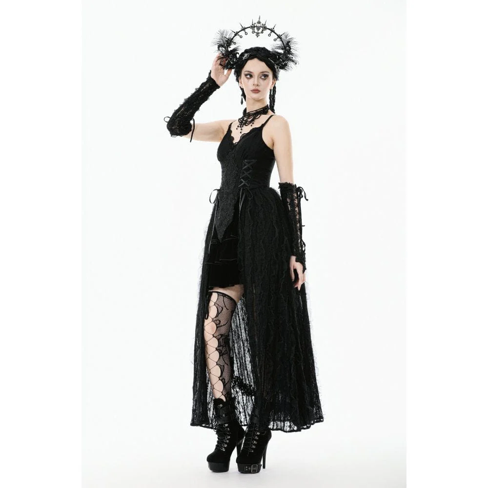 Women's Gothic Floral Embroidered Lace-up Slip Dress Wedding Dress - Image 10
