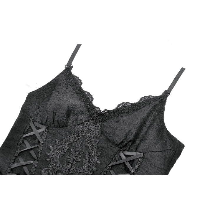 Women's Gothic Floral Embroidered Lace-up Slip Dress Wedding Dress - Image 14