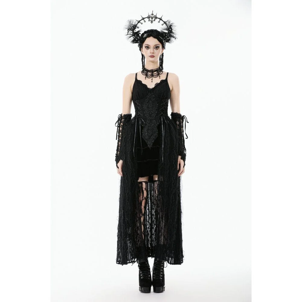 Women's Gothic Floral Embroidered Lace-up Slip Dress Wedding Dress - Image 2