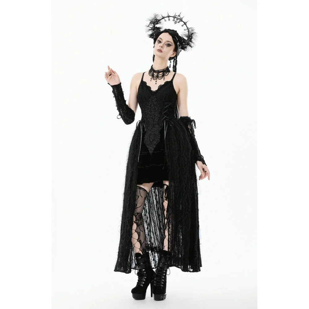 Women's Gothic Floral Embroidered Lace-up Slip Dress Wedding Dress - Image 3