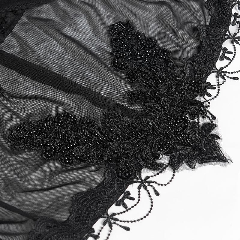 Women's Gothic Floral Embroidered Plumed Cloak - Image 11