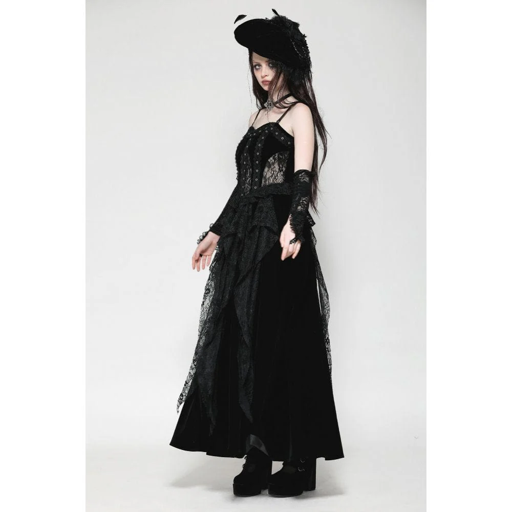 Women's Gothic Floral Embroidered Ruffled Lace Gloves - Image 11