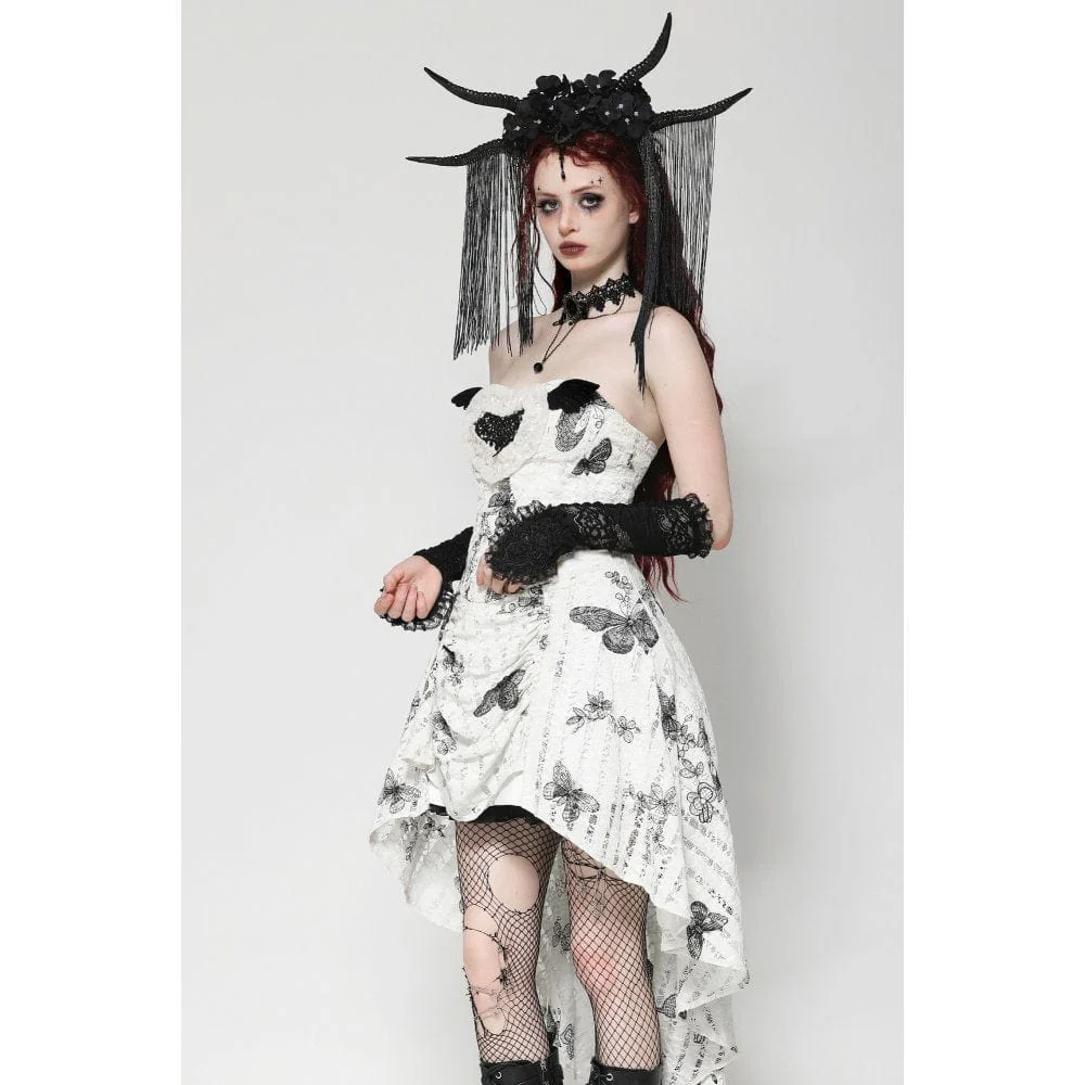Women's Gothic Floral Embroidered Ruffled Lace Gloves - Image 5
