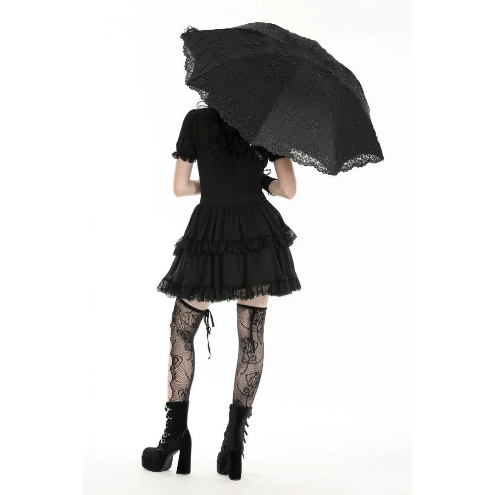Women's Gothic Floral Embroidered Umbrella - Image 3