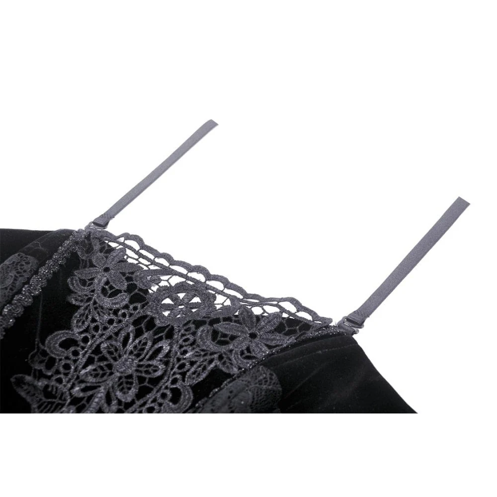Women's Gothic Floral Embroidered Velvet Bustier - Image 11