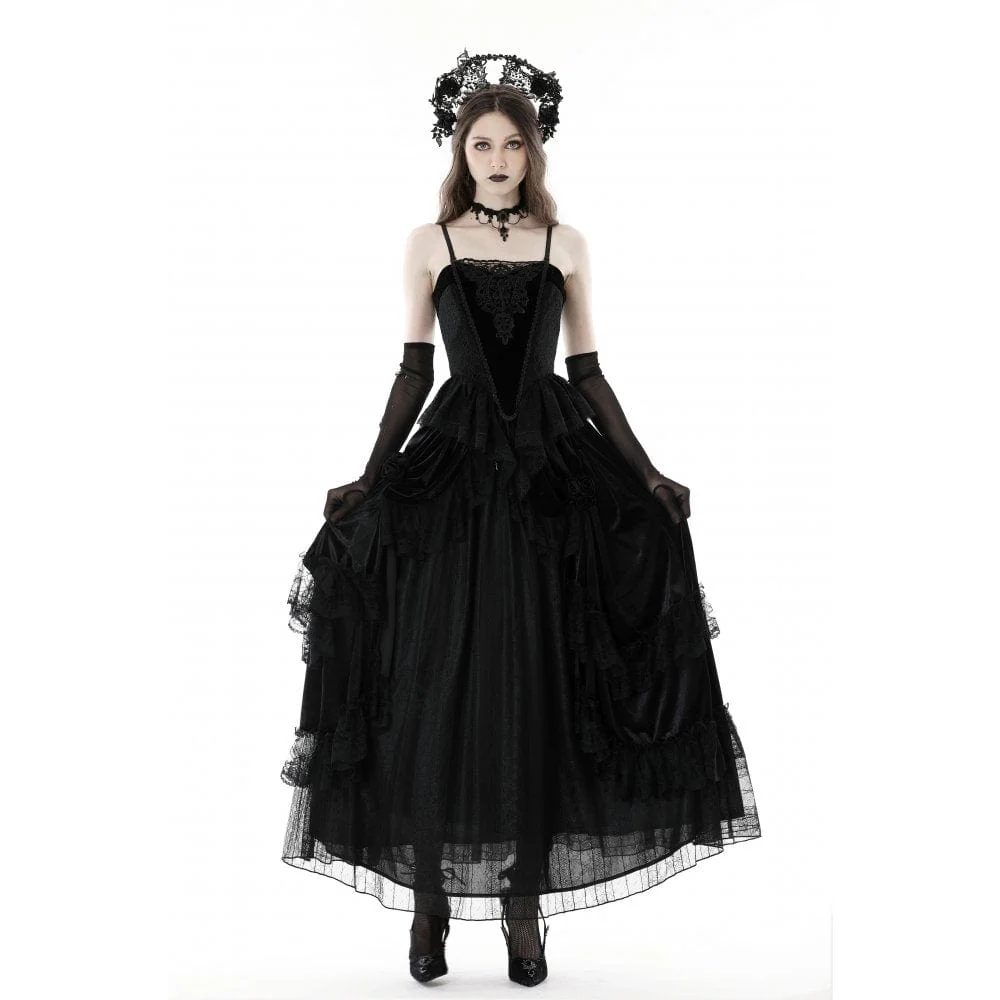 Women's Gothic Floral Embroidered Velvet Bustier - Image 3
