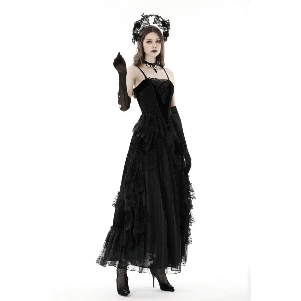 Women's Gothic Floral Embroidered Velvet Bustier - Image 5