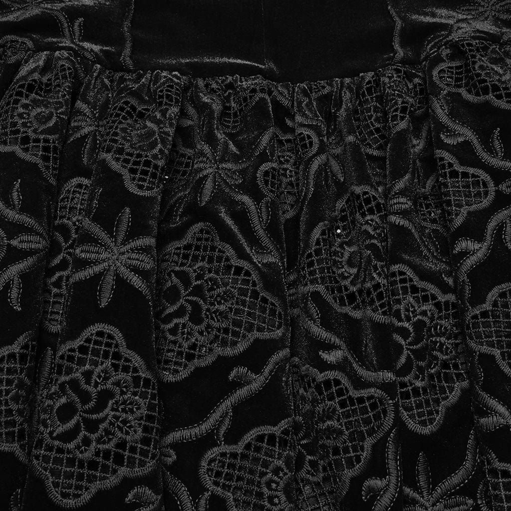 Women's Gothic Floral Embroidered Velvet Fishtail Slip Dress Wedding Dress Black - Image 9