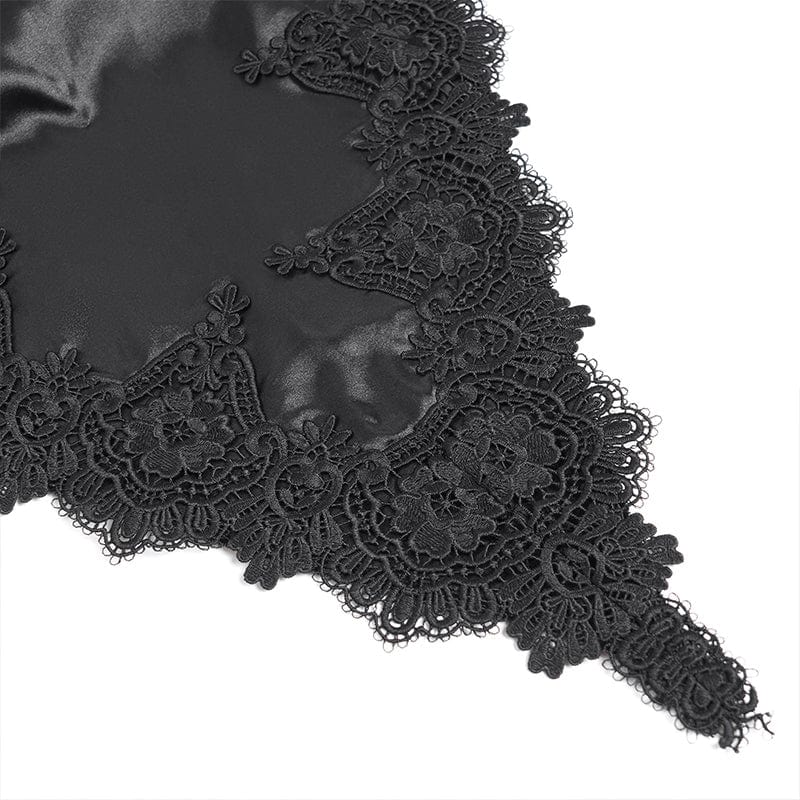 Women's Gothic Floral Embroidered Velvet Long Dress Wedding Dress Black - Image 13
