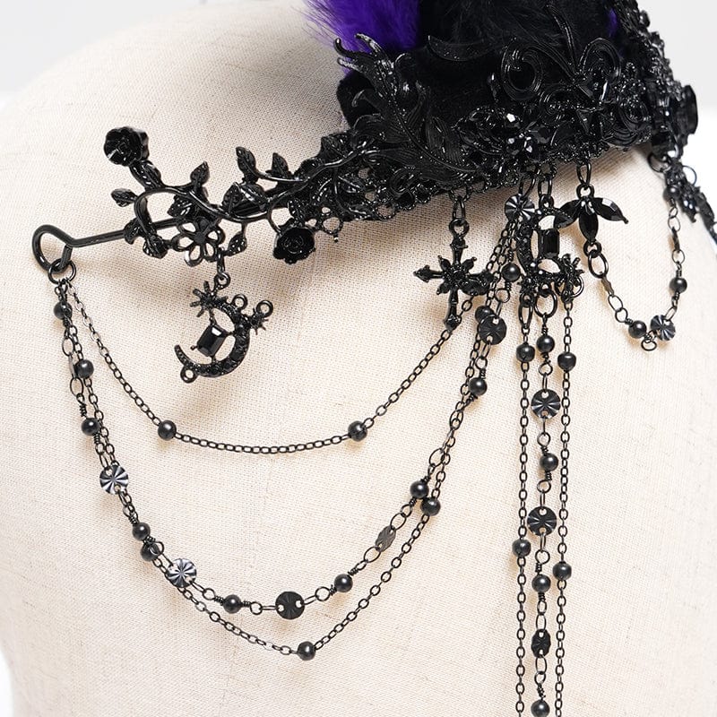 Women's Gothic Floral Feather Beaded Crown - Image 11