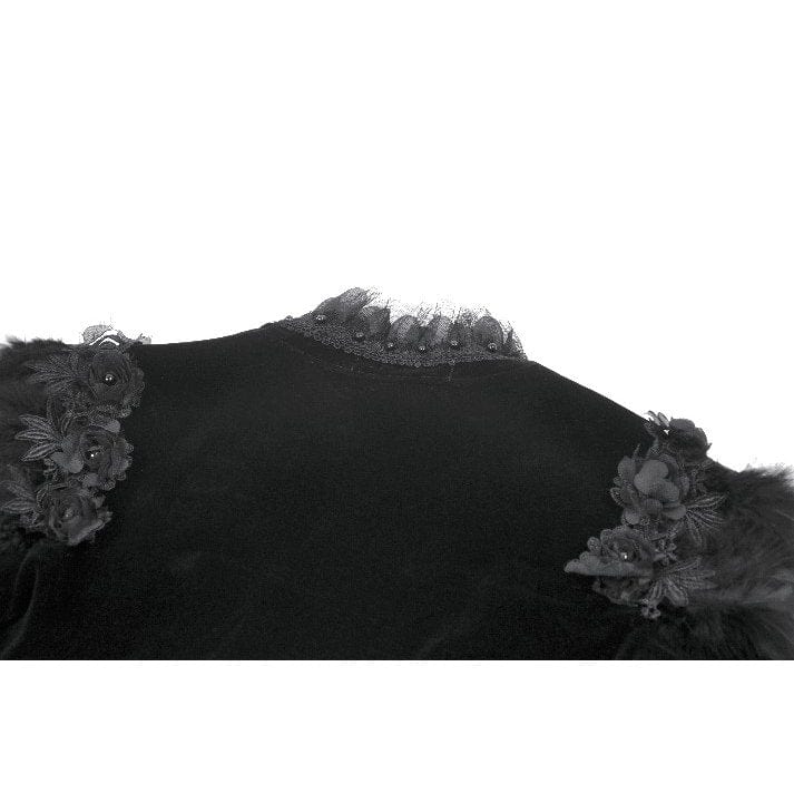 Women's Gothic Floral Feather Flared Sleeved Cape - Image 15