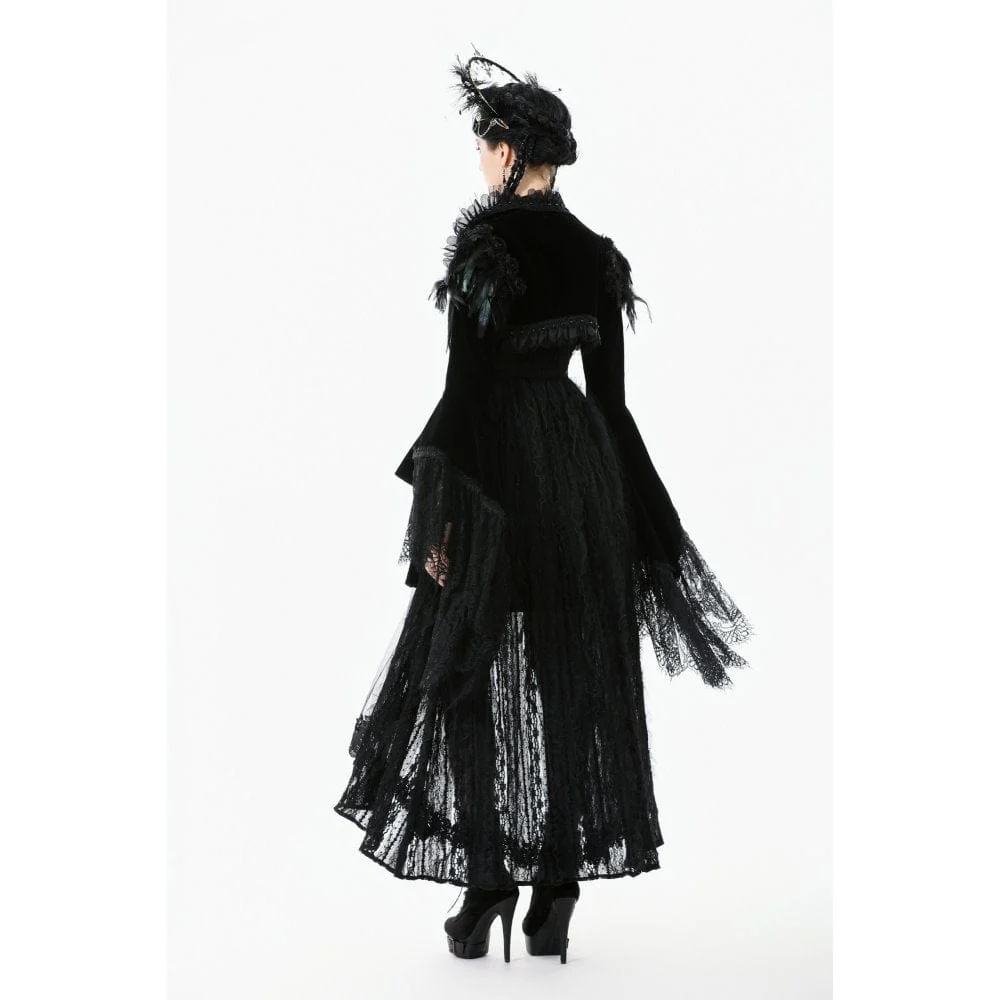 Women's Gothic Floral Feather Flared Sleeved Cape - Image 9