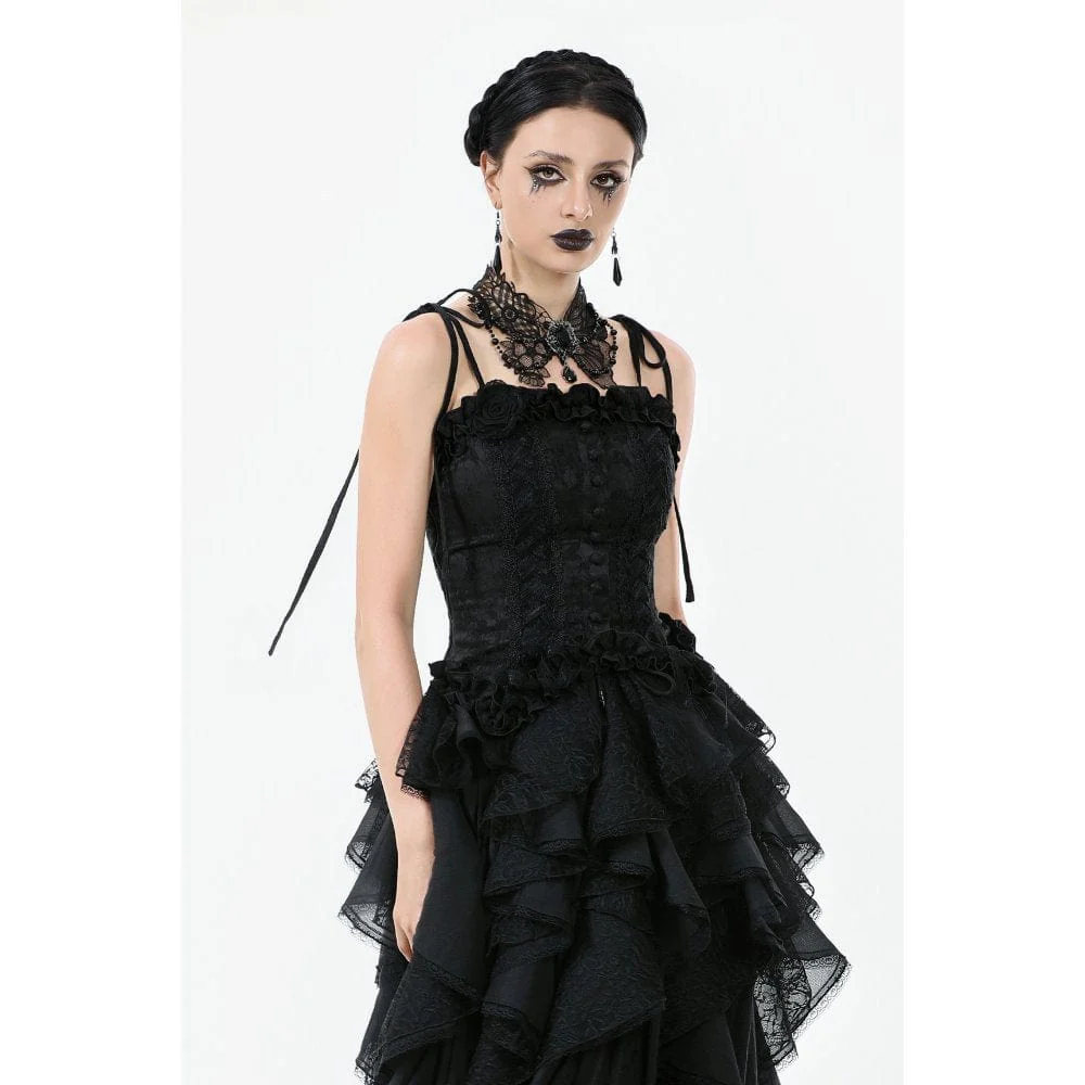 Women's Gothic Floral Jacquard Tank Top - Image 3
