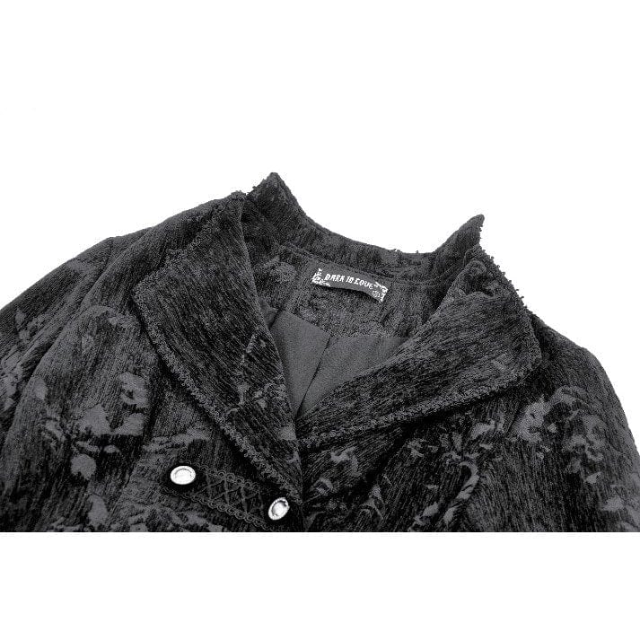 Women's Gothic Floral Jacquard Turn-down Collar Coat - Image 13