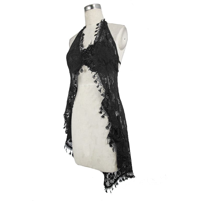 Women's Gothic Floral Lace Backless Dovetail Vest - Image 5