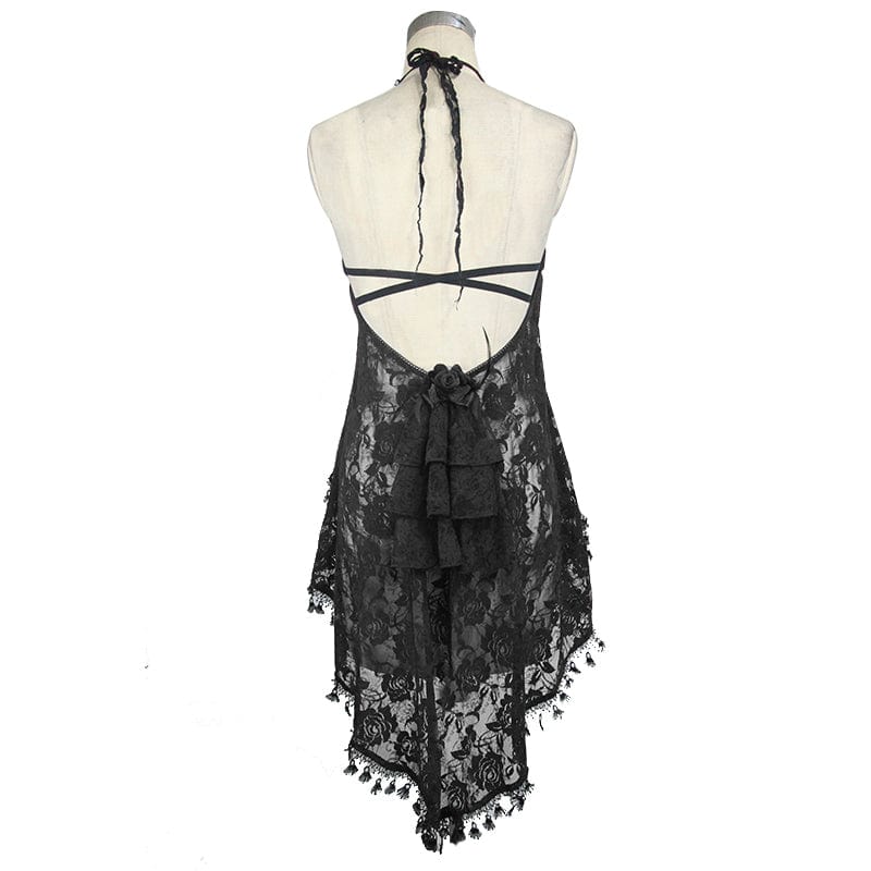Women's Gothic Floral Lace Backless Dovetail Vest - Image 6