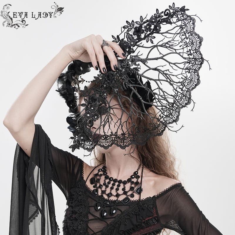 Women's Gothic Floral Lace Dendritic Fan - Image 3