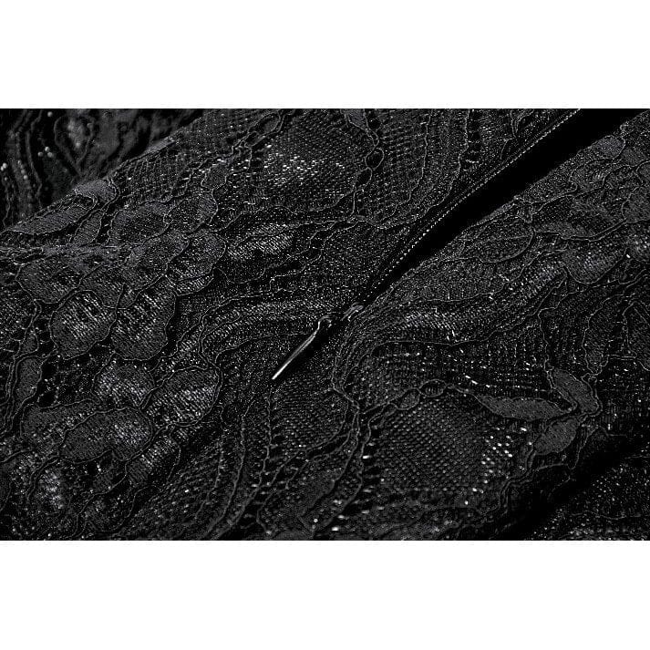 Women's Gothic Floral Lace High Low Off Shoulder Dress Graduation Dress - Image 11