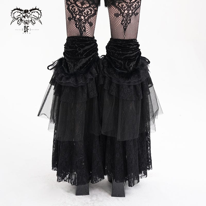 Women's Gothic Floral Lace Mesh Leg Warmers - Image 4