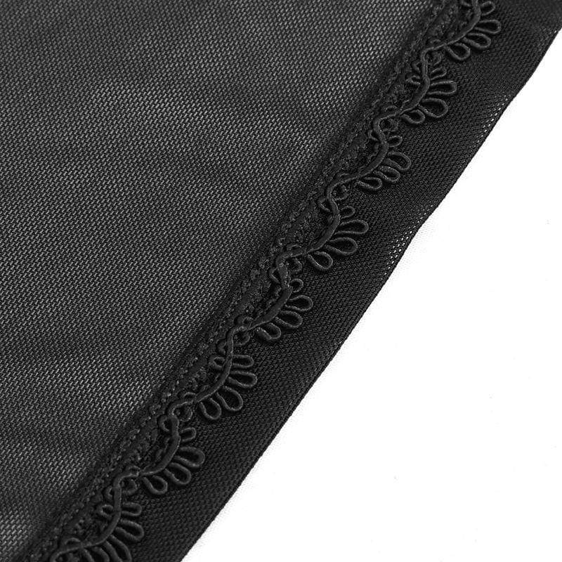 Women's Gothic Floral Lace Sheer Black Cloaks with Hood - Image 5