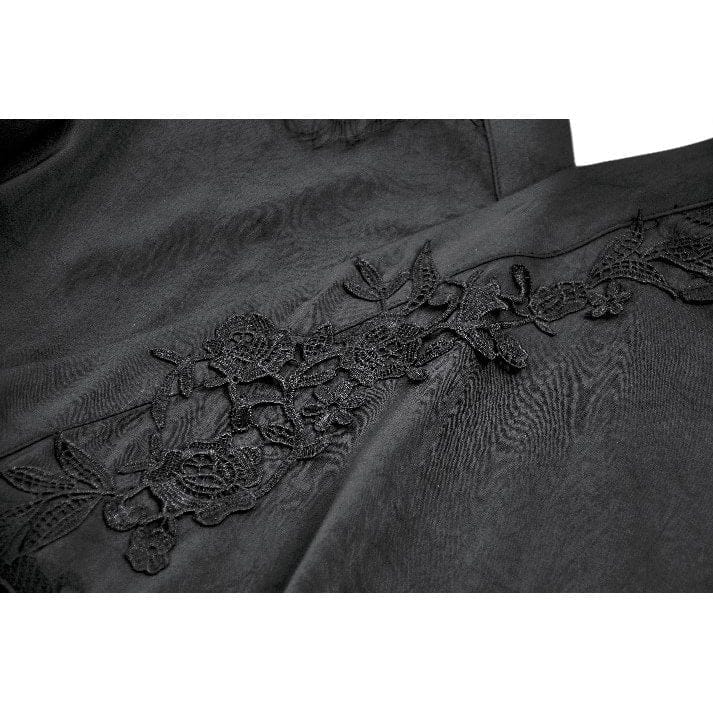 Women's Gothic Floral lace Sheer High Low Long Sleeved Dress - Image 11