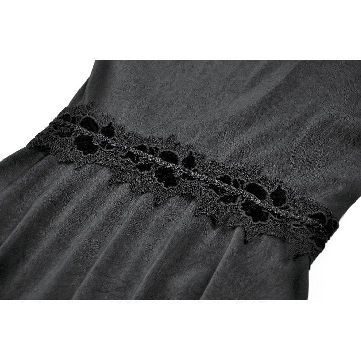 Women's Gothic Floral lace Sheer High Low Long Sleeved Dress - Image 13