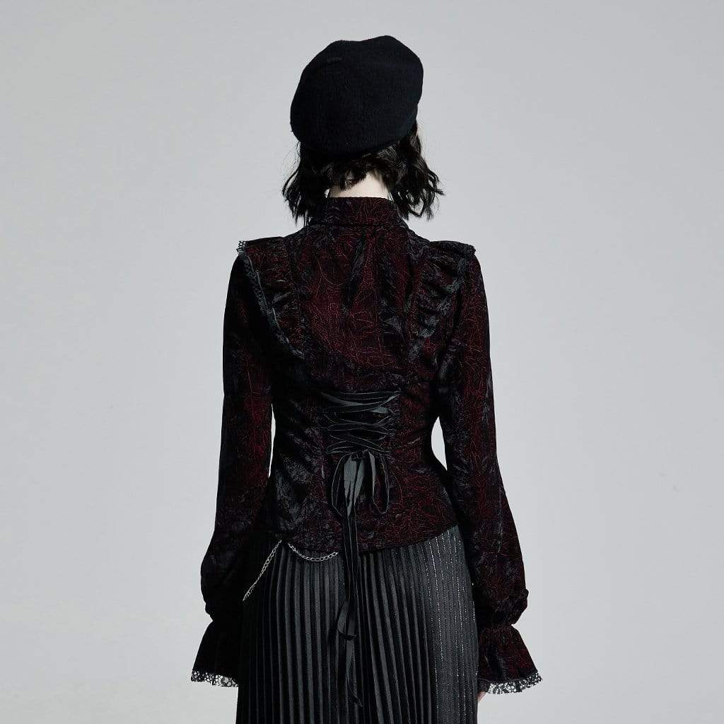 Women's Gothic Floral Lace Shirts - Image 3