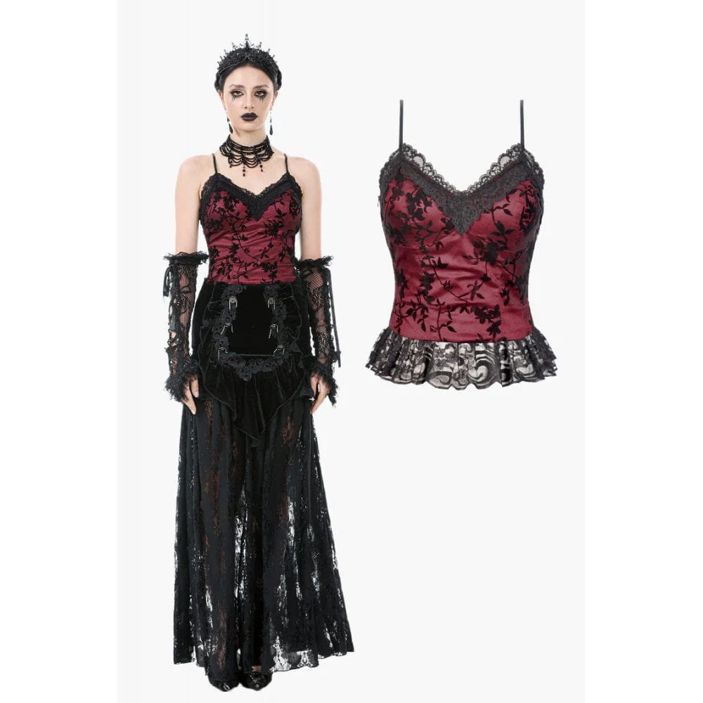 Women's Gothic Floral Lace Tank Top